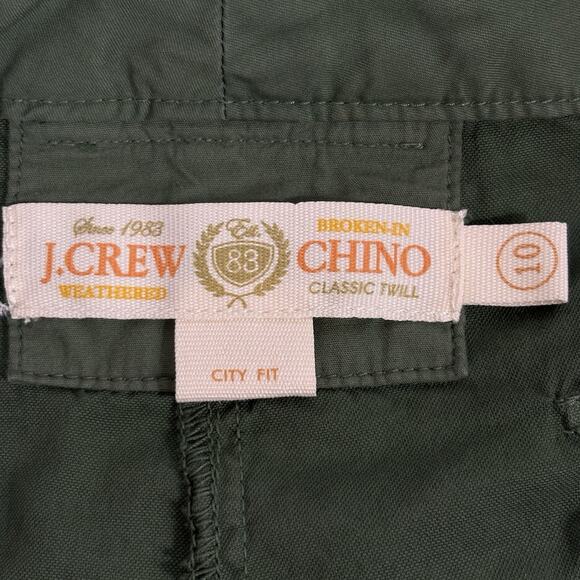 J Crew Weathered Olive Green City Fit Broken In Chino Classic Twill Shorts Sz 10 - Picture 9 of 11